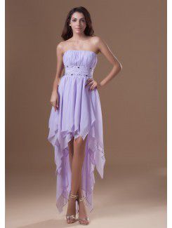 Chiffon strapless enkellange korset geborduurde cocktail jurk