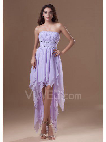 Chiffon strapless enkellange korset geborduurde cocktail jurk