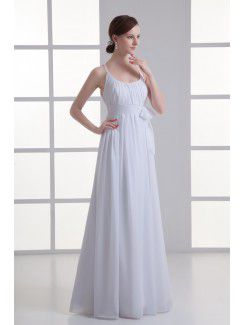 Chiffon Scoop Column Floor Length Sash Wedding Dress