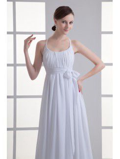 Chiffon Scoop Column Floor Length Sash Wedding Dress