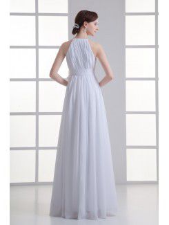 Chiffon Scoop Column Floor Length Sash Wedding Dress