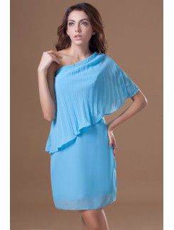 Chiffon Asymmetrical Knee Length Column Cocktail Dress