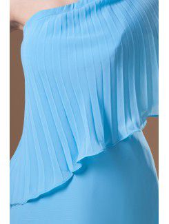 Chiffon Asymmetrical Knee Length Column Cocktail Dress