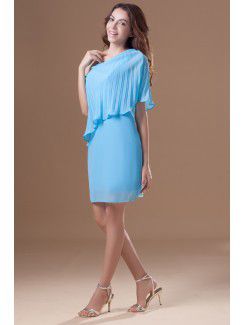 Chiffon Asymmetrical Knee Length Column Cocktail Dress