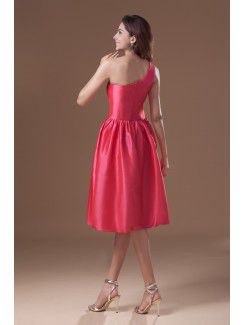 Taffeta Asymmetrical Knee Length A-line Hand-made Flower Cocktail Dress