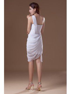 Chiffon One-Shoulder Knee Length Column Embroidered Cocktail Dress