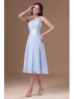 Chiffon Straps Knee Length A-line Cocktail Dress