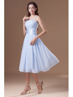 Chiffon Straps Knee Length A-line Cocktail Dress