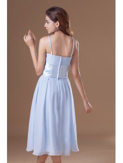 Chiffon Straps Knee Length A-line Cocktail Dress