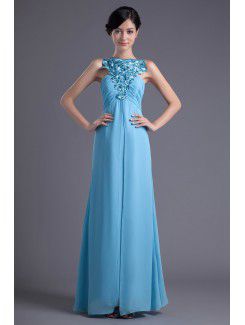 Chiffon Jewel Column Floor Length Prom Dress