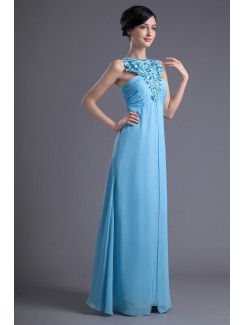 Chiffon Jewel Column Floor Length Prom Dress