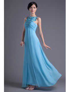 Chiffon Jewel Column Floor Length Prom Dress