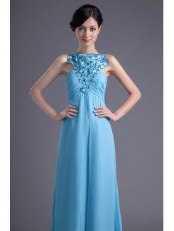 Chiffon Jewel Column Floor Length Prom Dress