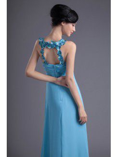 Chiffon Jewel Column Floor Length Prom Dress