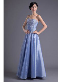 Taffeta Sweetheart A-line Floor Length Sequins Prom Dress