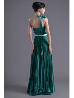 Satin One-Shoulder Column Sweep Train Sash Prom Dress