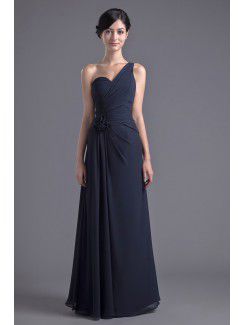 Chiffon One-Shoulder Column Floor Length Prom Dress