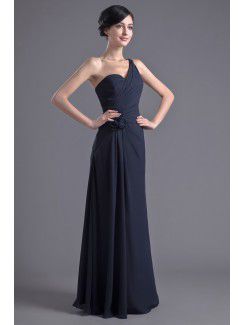 Chiffon One-Shoulder Column Floor Length Prom Dress