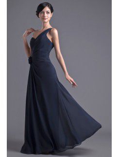 Chiffon One-Shoulder Column Floor Length Prom Dress