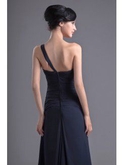 Chiffon One-Shoulder Column Floor Length Prom Dress