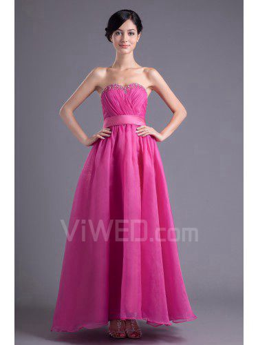 Organza Sweetheart A-line Floor Length Sequins and Sash Prom Dress