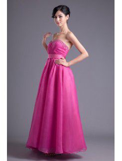 Organza Sweetheart A-line Floor Length Sequins and Sash Prom Dress