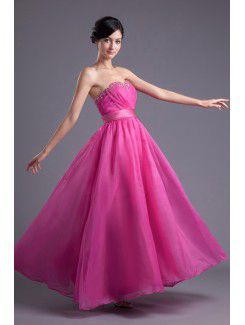 Organza Sweetheart A-line Floor Length Sequins and Sash Prom Dress