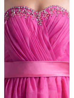 Organza Sweetheart A-line Floor Length Sequins and Sash Prom Dress