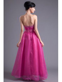 Organza Sweetheart A-line Floor Length Sequins and Sash Prom Dress