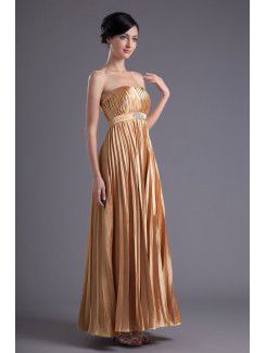 Satin Strapless Empire line Floor Length Prom Dress