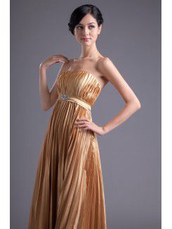 Satin Strapless Empire line Floor Length Prom Dress