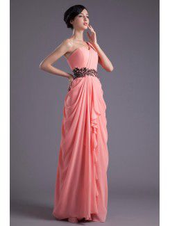 Chiffon Asymmetrical Column Floor Length Sequins Prom Dress