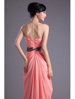 Chiffon Asymmetrical Column Floor Length Sequins Prom Dress