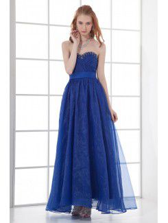 Organza Sweetheart A-line Floor Length Sash Prom Dress