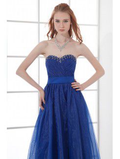 Organza Sweetheart A-line Floor Length Sash Prom Dress