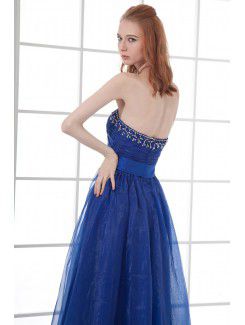 Organza Sweetheart A-line Floor Length Sash Prom Dress