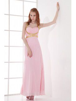 Chiffon Sweetheart Column Floor Length Sequins Prom Dress