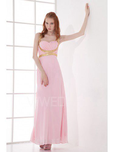 Chiffon Sweetheart Column Floor Length Sequins Prom Dress