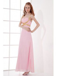 Chiffon Sweetheart Column Floor Length Sequins Prom Dress