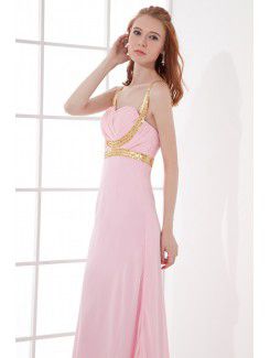 Chiffon Sweetheart Column Floor Length Sequins Prom Dress