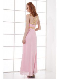 Chiffon Sweetheart Column Floor Length Sequins Prom Dress