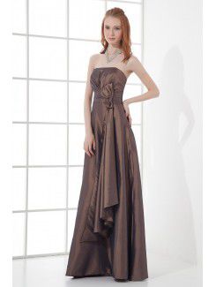 Taffeta Strapless Sheath Floor Length Bow Prom Dress