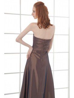 Taffeta Strapless Sheath Floor Length Bow Prom Dress