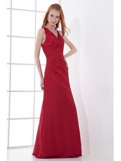 Taffeta V-Neckline A-line Floor Length Prom Dress