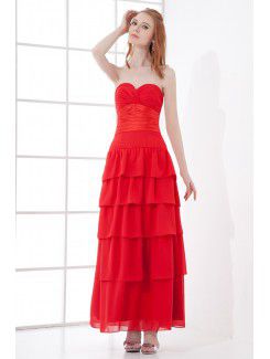 Chiffon Sweetheart Sheath Ankle-Length Sash Prom Dress