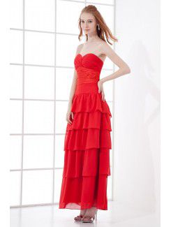 Chiffon Sweetheart Sheath Ankle-Length Sash Prom Dress