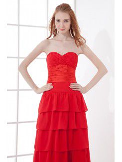 Chiffon Sweetheart Sheath Ankle-Length Sash Prom Dress