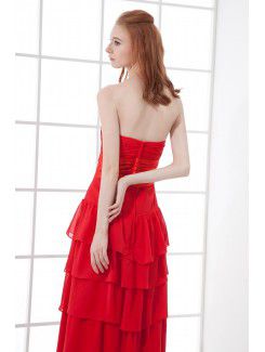 Chiffon Sweetheart Sheath Ankle-Length Sash Prom Dress