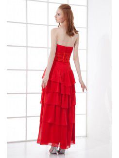 Chiffon Sweetheart Sheath Ankle-Length Sash Prom Dress