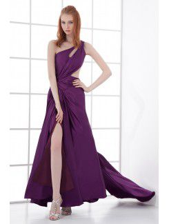 Satin Asymmetrical A-line Ankle-Length Prom Dress